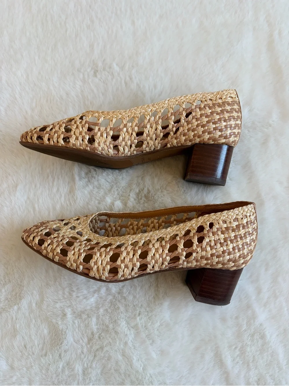 Sezane Anya Woven Low Heels - Natural Tan | 35